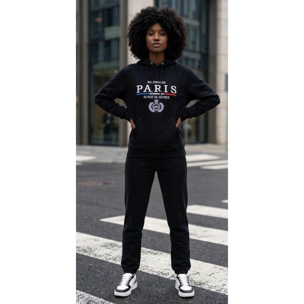 Balenciaga Men's Black Paris Hoodie Sweatshirt Size Men's L (16)